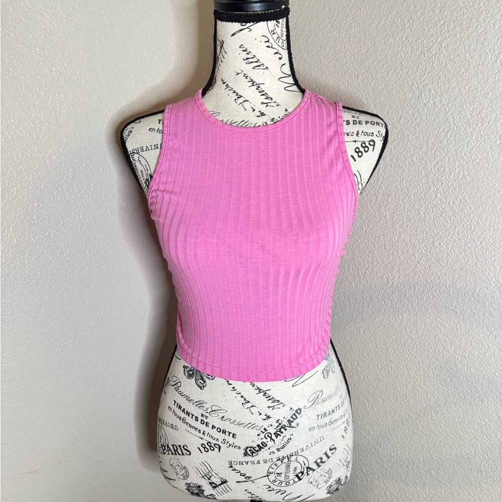 SHEIN Vibrant Pink Ribbed Tank Top